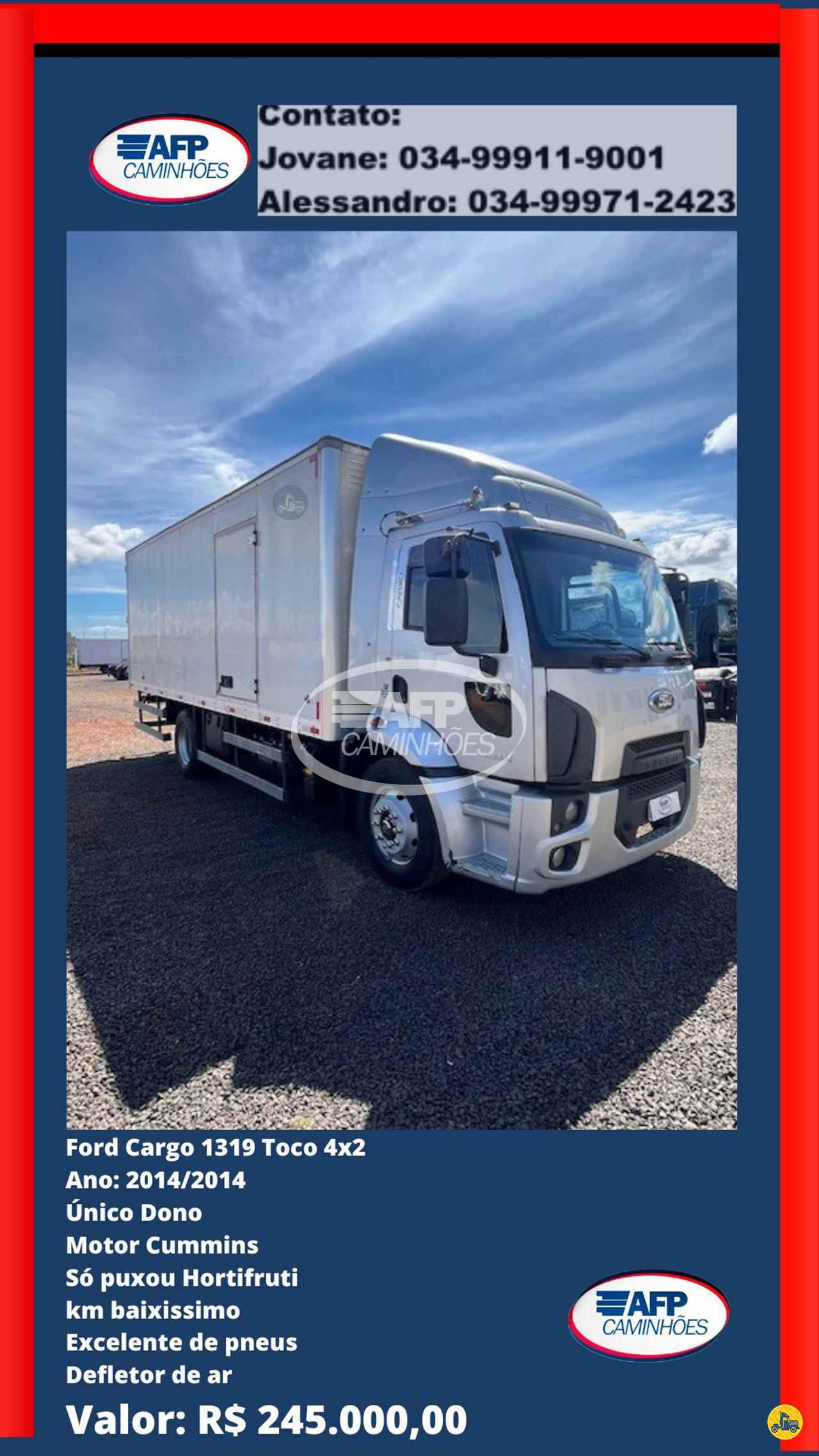 CAMINHAO FORD CARGO 1319 Baú Furgão Toco 4x2 AFP Caminhões UBERLANDIA MINAS GERAIS MG